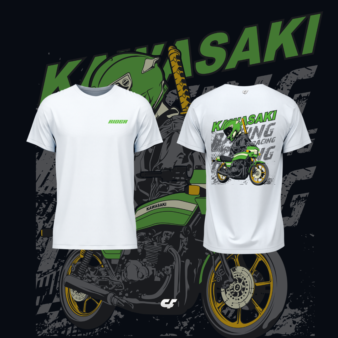Kawasaki Rider Graphic T-Shirt – Biker Streetwear Tee | Premium Cotton Motorcycle Shirt