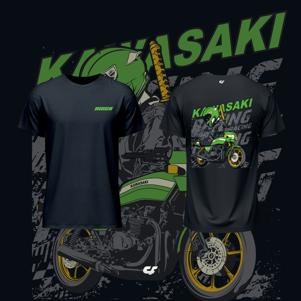 Kawasaki Rider Graphic T-Shirt – Biker Streetwear Tee | Premium Cotton Motorcycle Shirt